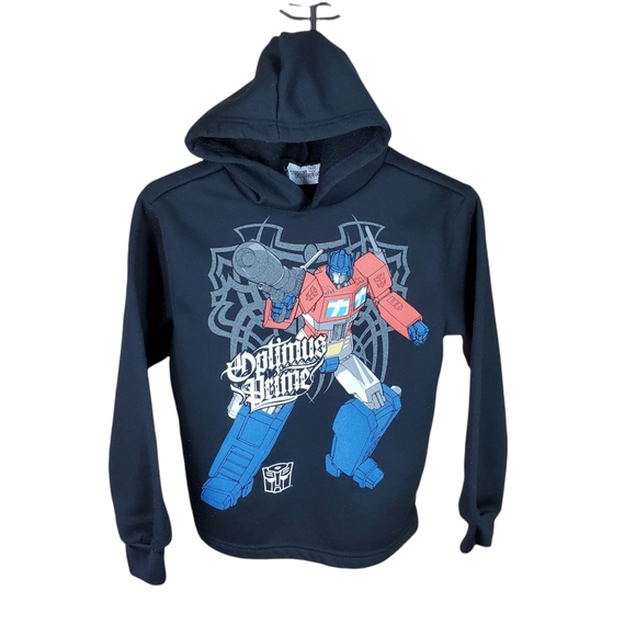 Transformers Boys Hoodie Sz L 10/12 Universal Optimus Prime 2008 Hasbro Black - Picture 1 of 5